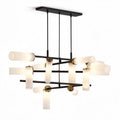 Suspension moderne en métal noir et verre opale 70 x 70 x 30cm pour salon