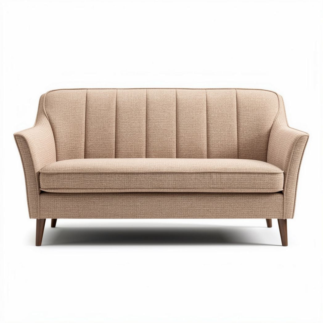Canapé beige en tissu avec piètement en bois dimensions 180 x 80 x 75cm