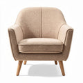 Fauteuil en velours beige avec pieds en bois dimensions 75 x 75 x 85cm