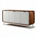 Buffet en bois massif avec portes en verre stratifié 150 x 50 x 80cm