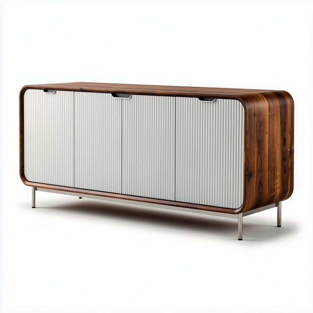 Buffet en bois massif avec portes en verre stratifié 150 x 50 x 80cm
