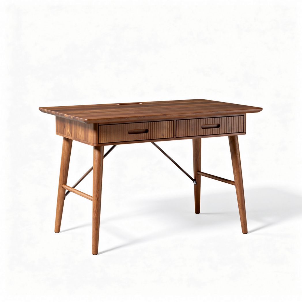 Bureau en bois massif de style vintage 120 x 60 x 75cm avec tiroirs