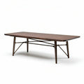 Table de salle à manger rectangulaire en bois foncé 200 x 100 x 75cm avec pieds en métal