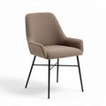 Chaise en tissu beige avec accoudoirs et pieds en métal noir 60 x 55 x 85cm