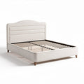 Lit en tissu beige avec sommier à lattes dimensions 200 x 160 x 35cm