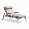 Chaise longue en aluminium et tissu extérieur en beige dimensions 200 x 70 x 40cm