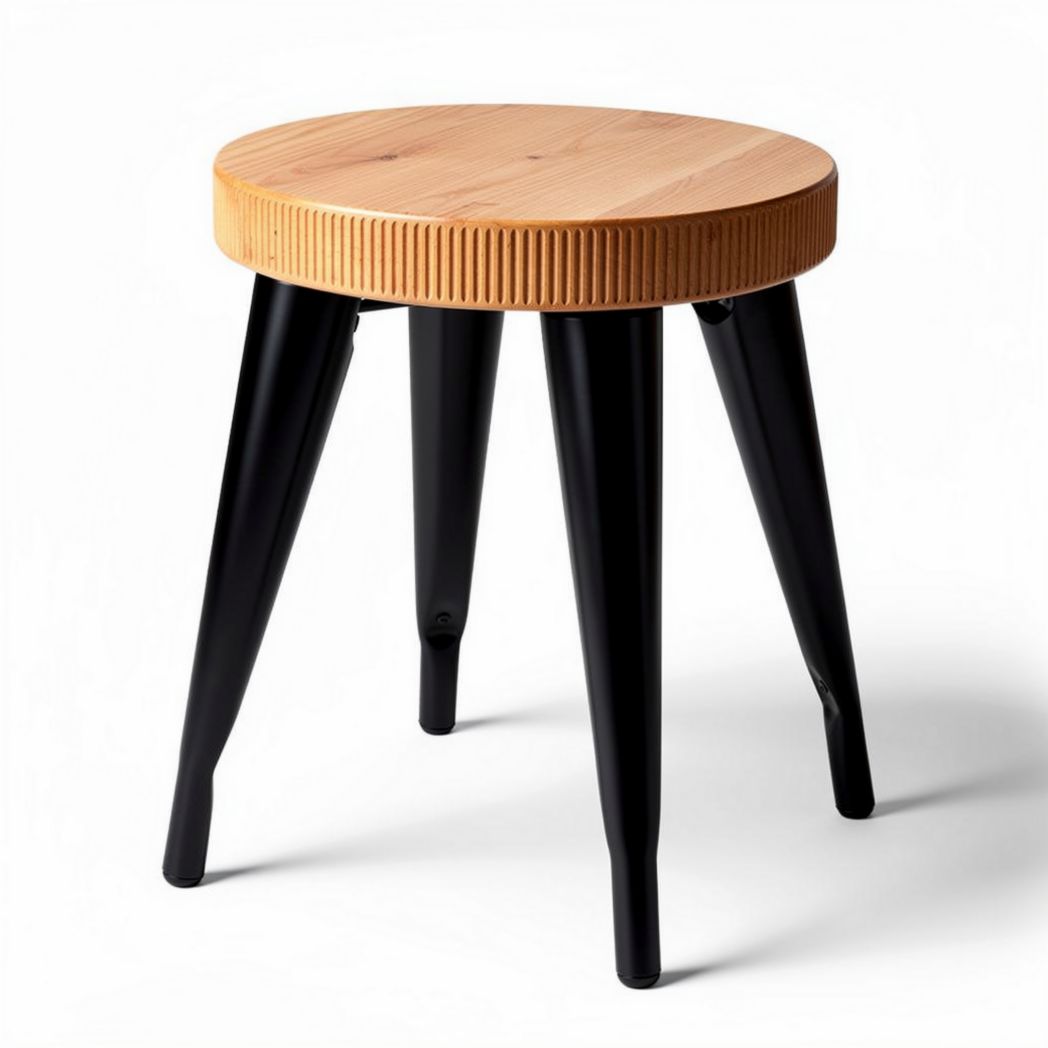 Table d'appoint en bois de bambou et métal noir 30 x 30 x 45cm