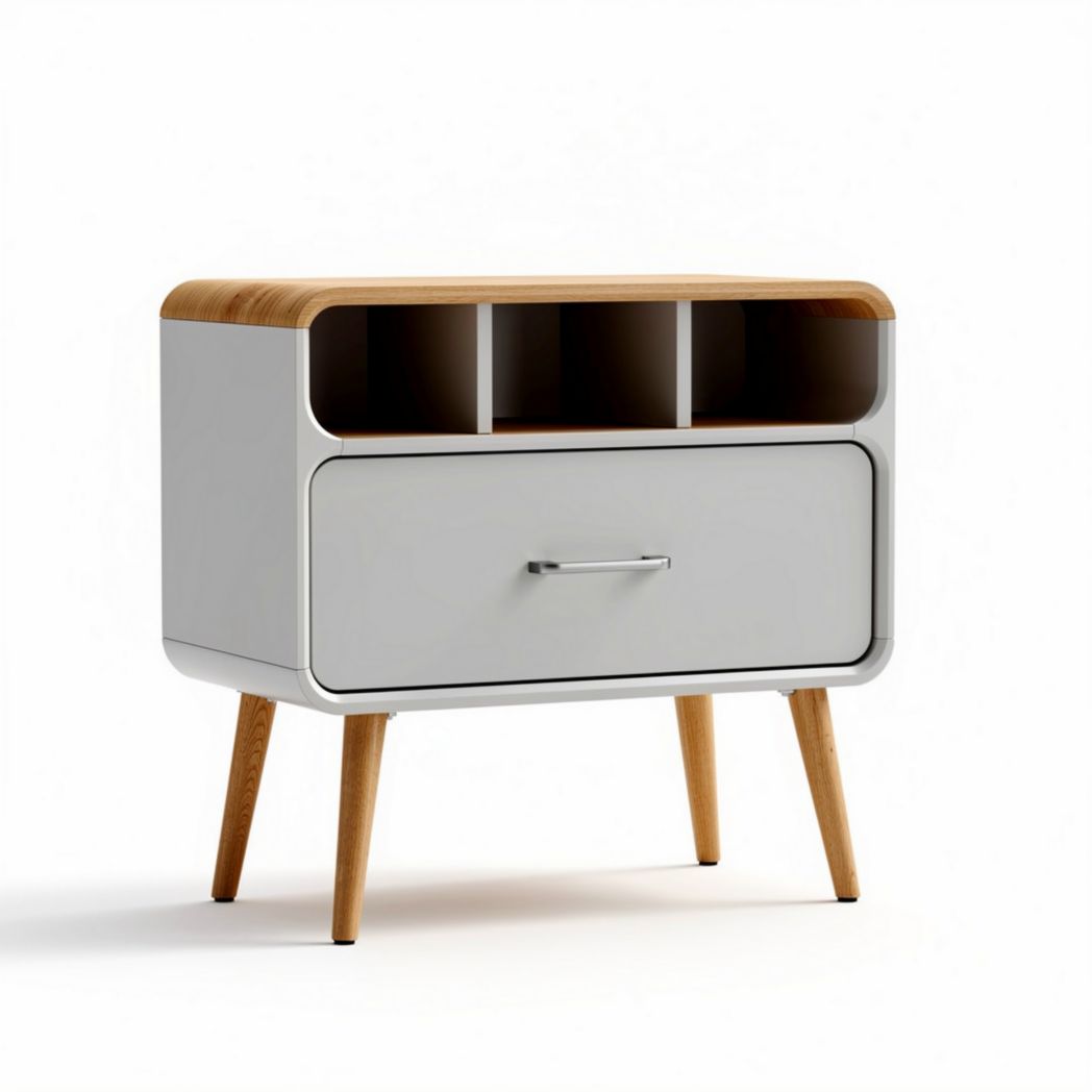Meuble de rangement en bois et MDF blanc avec tiroir et compartiments 50 x 40 x 80cm