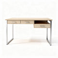 Bureau en bois clair avec structure en métal 120 x 60 x 75cm et tiroirs de rangement