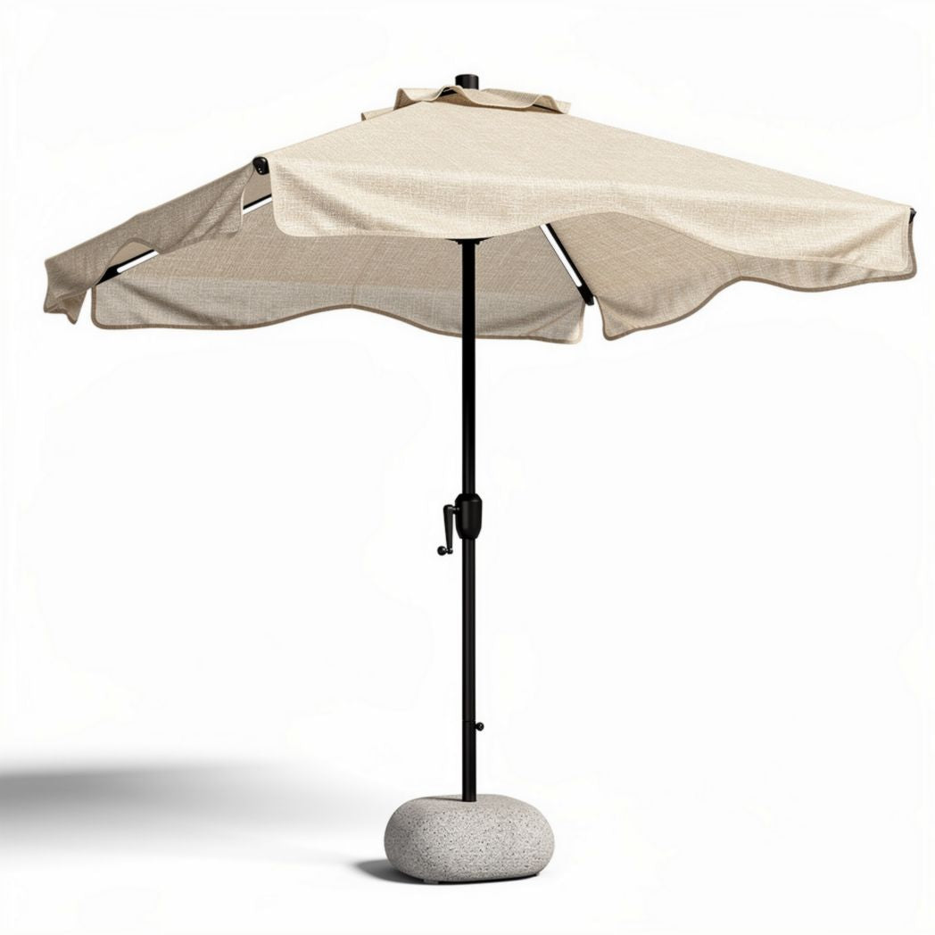 Parasol déporté en textile beige avec pied en béton 250 x 250 x 250cm